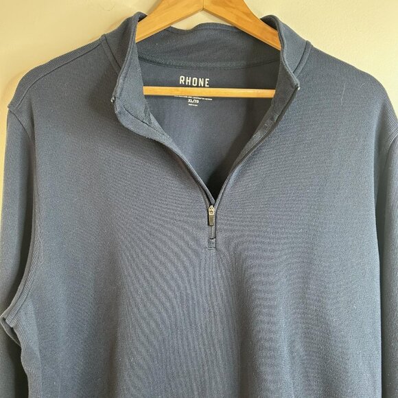 Rhone Commuter1/4 Zip Sweater Mens XL Blue Knit Pullover Mock Neck Athleisure - Picture 2 of 8